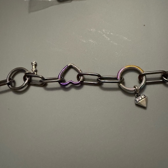 New Pandora sterling silver ruthenium me bracelet with charms - Picture 8 of 10